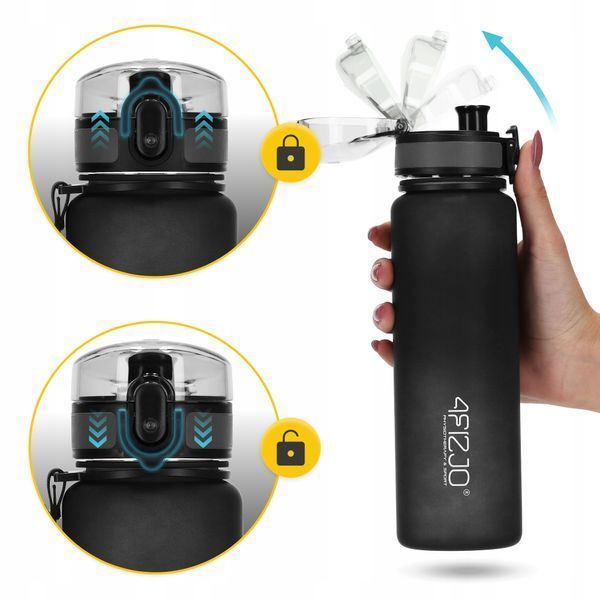Спортивная бутылка для воды 4FIZJO 650 мл Черный (P-5905973403733) 50005190 фото