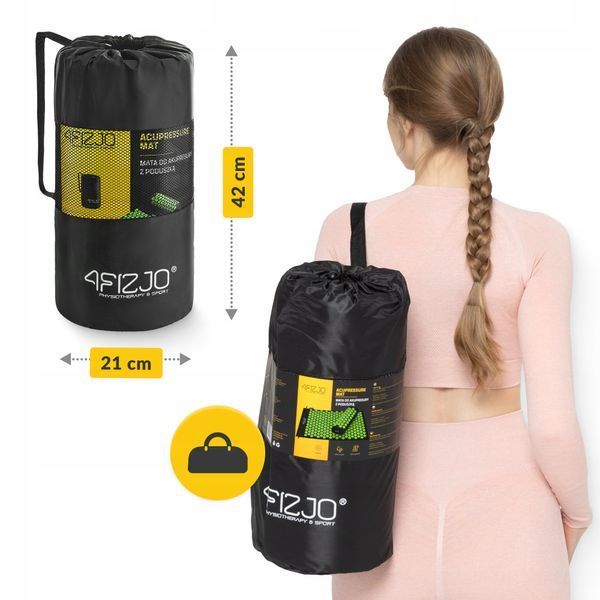 Акупунктурный коврик с валиком 4FIZJO Classic Mat Аппликатор Кузнецова Черный/Зеленый (P-5907222931745) 50001779 фото